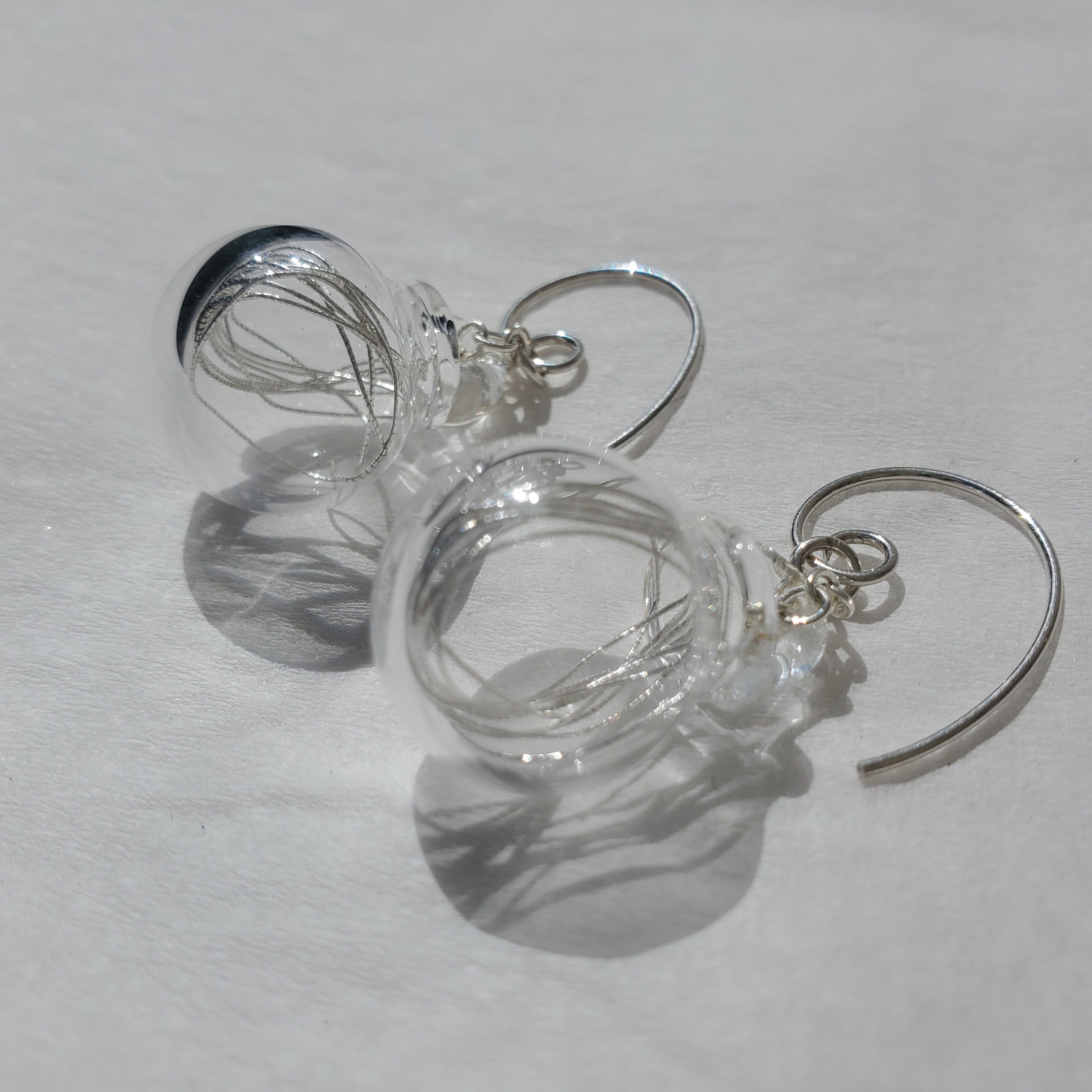 Silver thread earrings