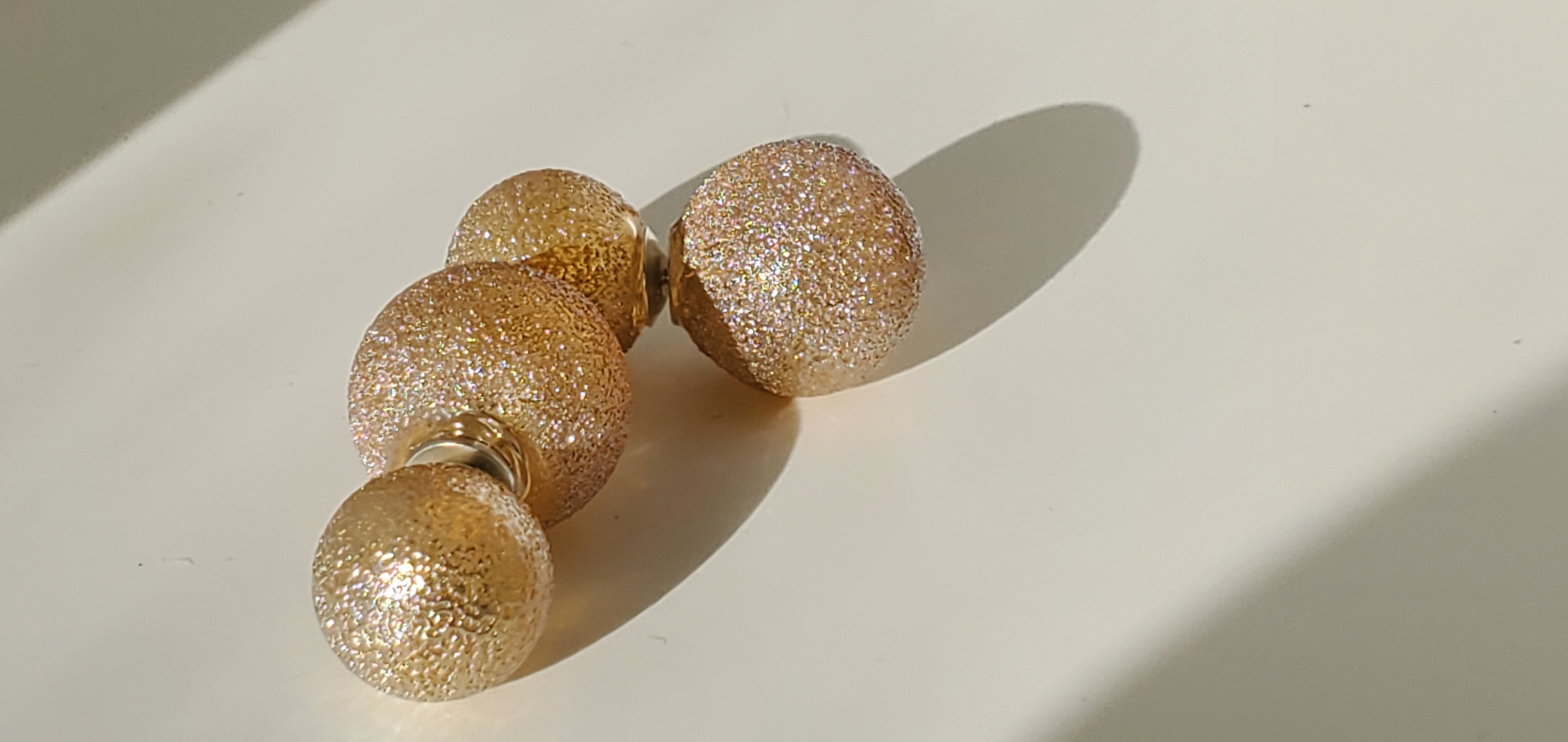 gold double sided glass bubble earrings