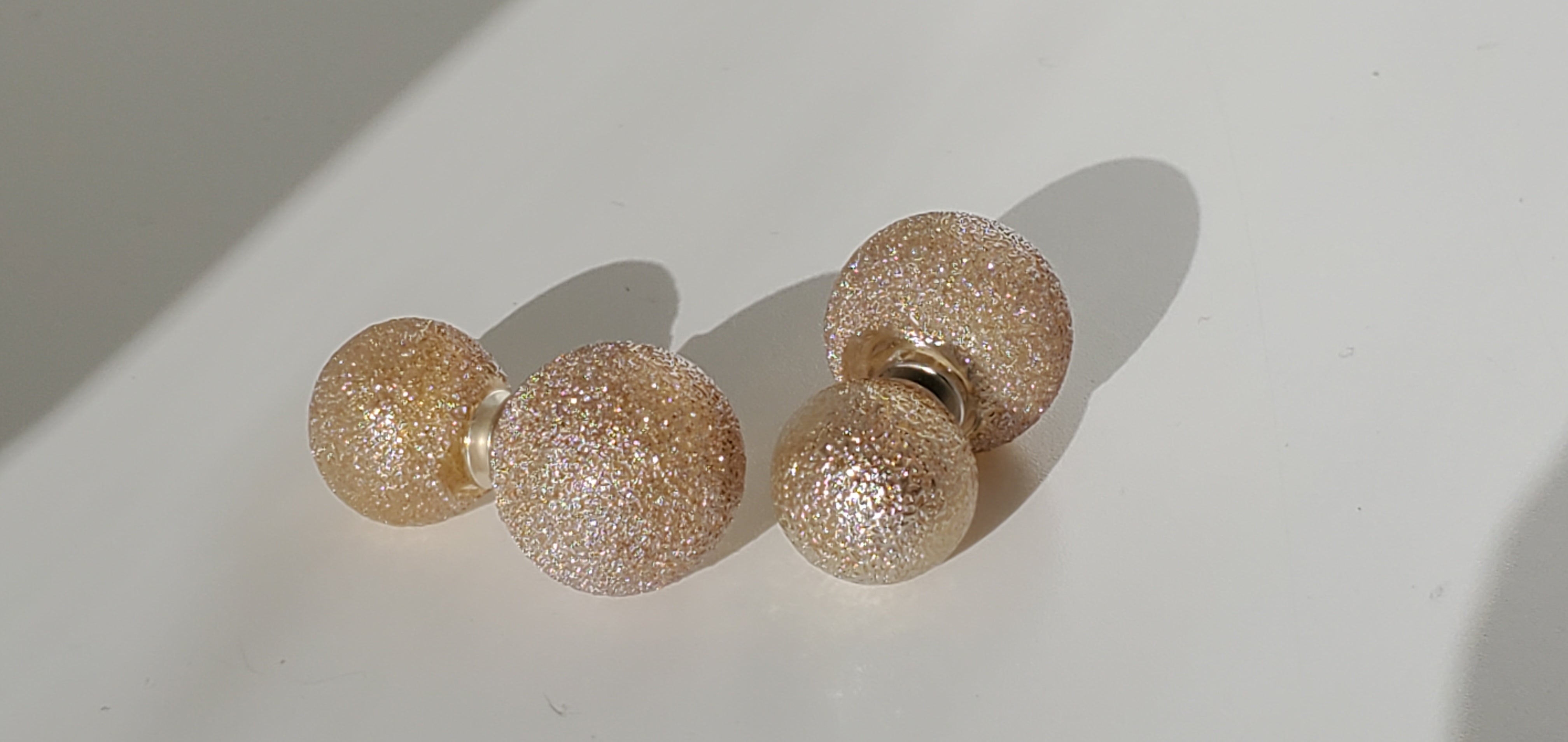 gold double sided glass bubble earrings