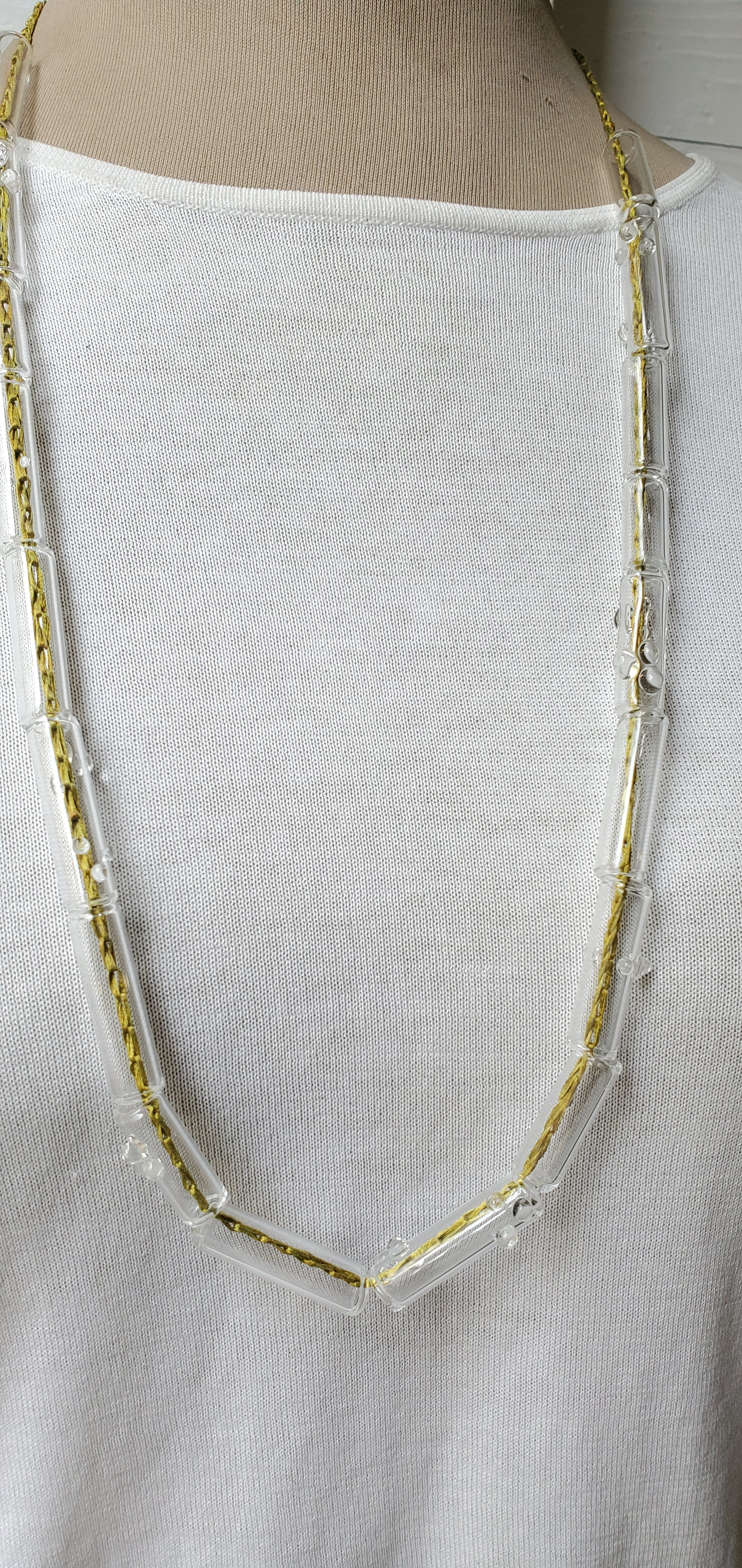 single strand -citrine crochet tube and dew drop necklace-philadelphia
