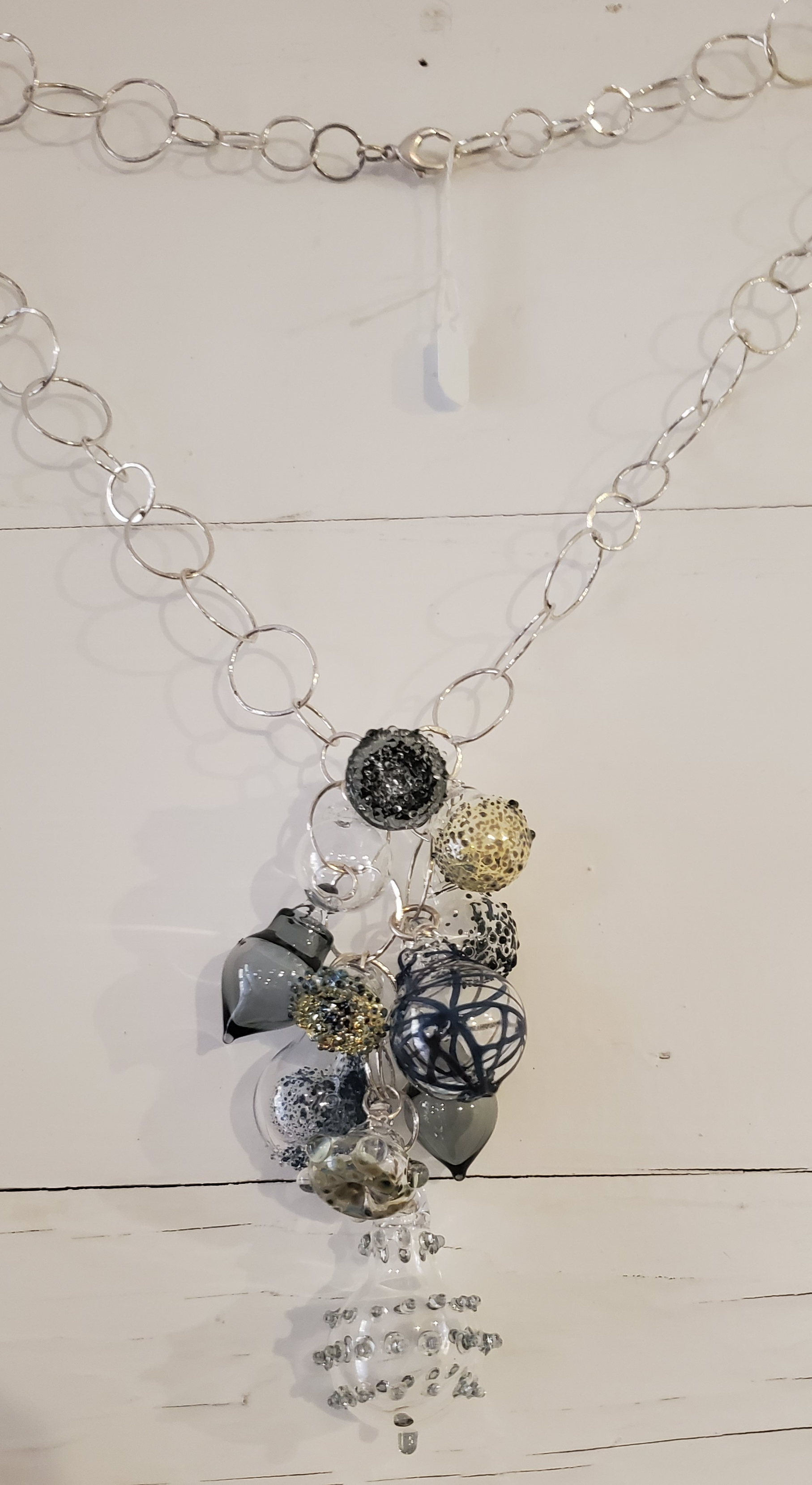handmade fine silver chain with large cluster