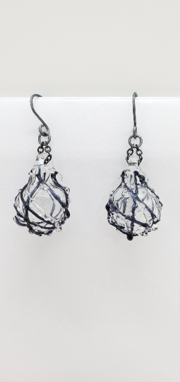 Glass blown bubble earrings- stained glass pod